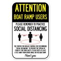 Signmission Public Safety Sign-Boat Ramp Users Practice Social Distancing, Heavy-Gauge, 12" H, A-1218-25372 A-1218-25372